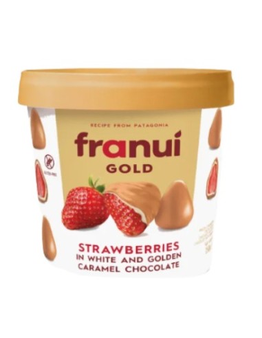 Franui Gold Frozen Raspberries in White and Golden Caramel Chocolate 150g