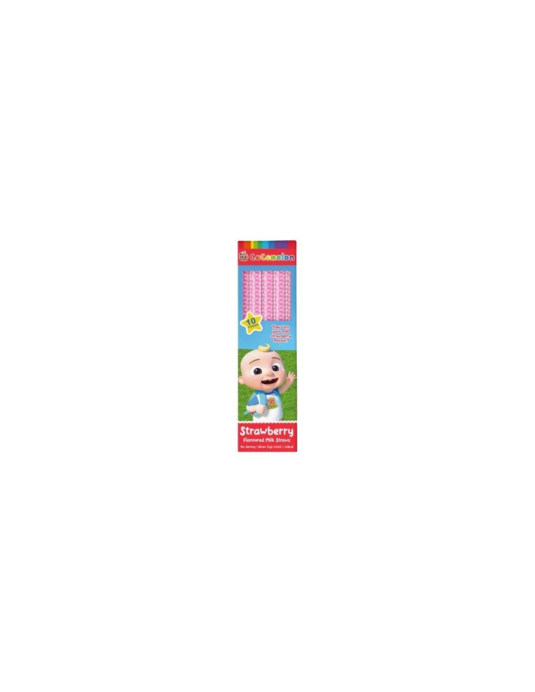 Cocomelon Dip & Sip Milk Straws Strawberry 10Pk 60g