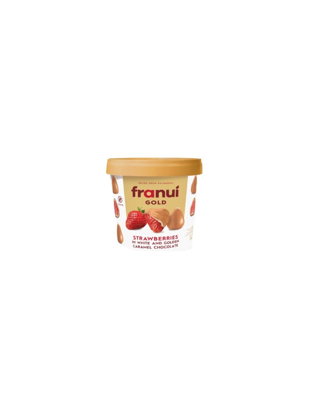 Franui Gold Frozen Raspberries in White and Golden Caramel Chocolate 150g