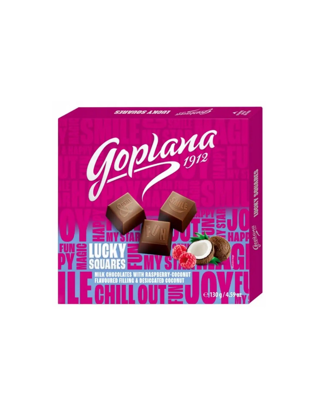 Goplana Pralines Lucky Squares Raspberry & Coconut 130g