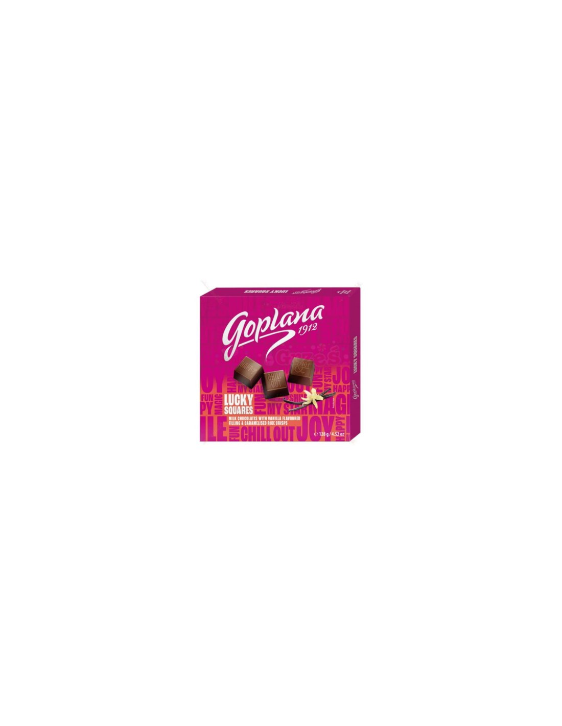 Goplana Pralines Lucky Squares Vanilla and Caramelised Rice Crisps 128g