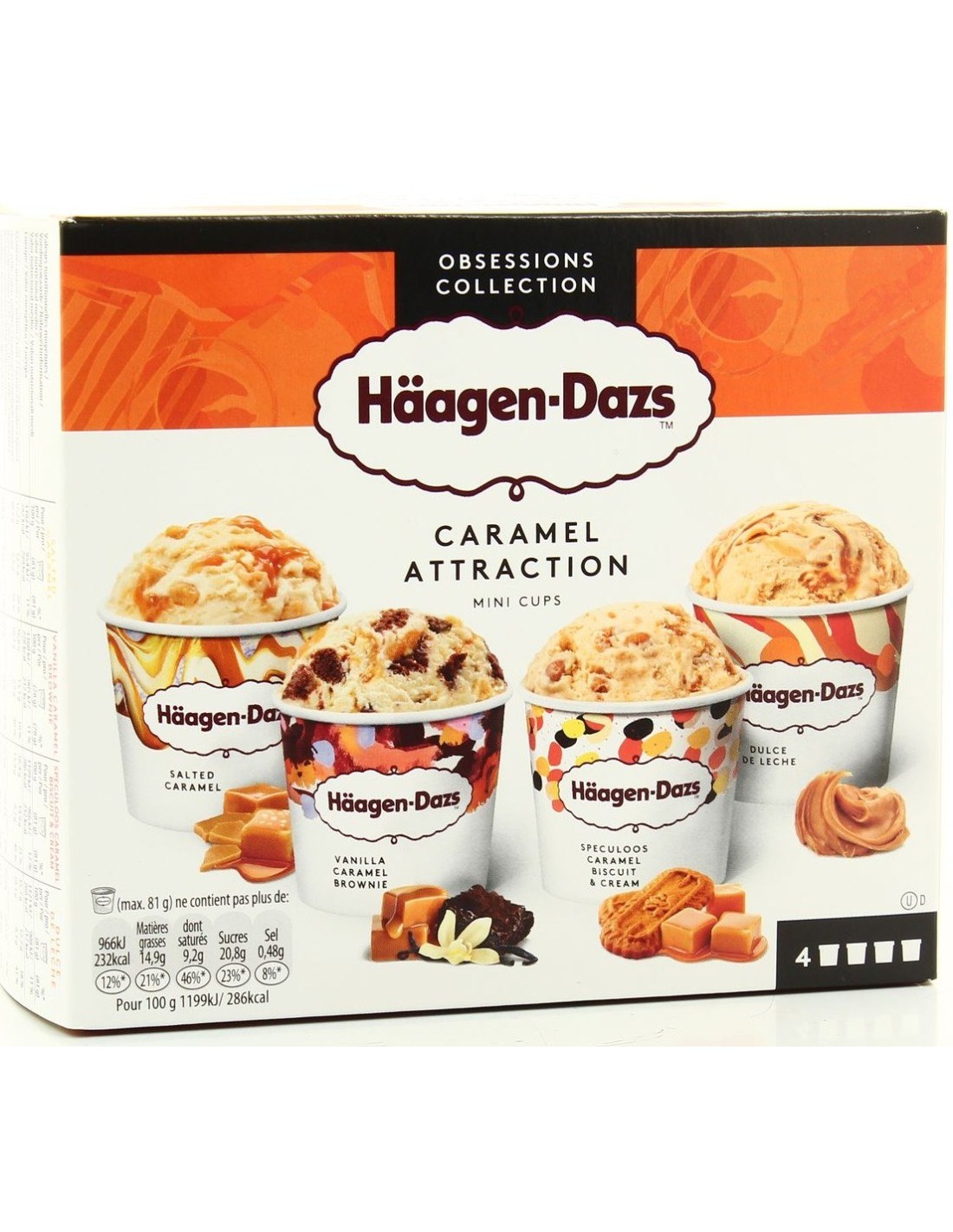 Häagen-Dazs Mini Cups Caramel Attraction 4Pk 380ml