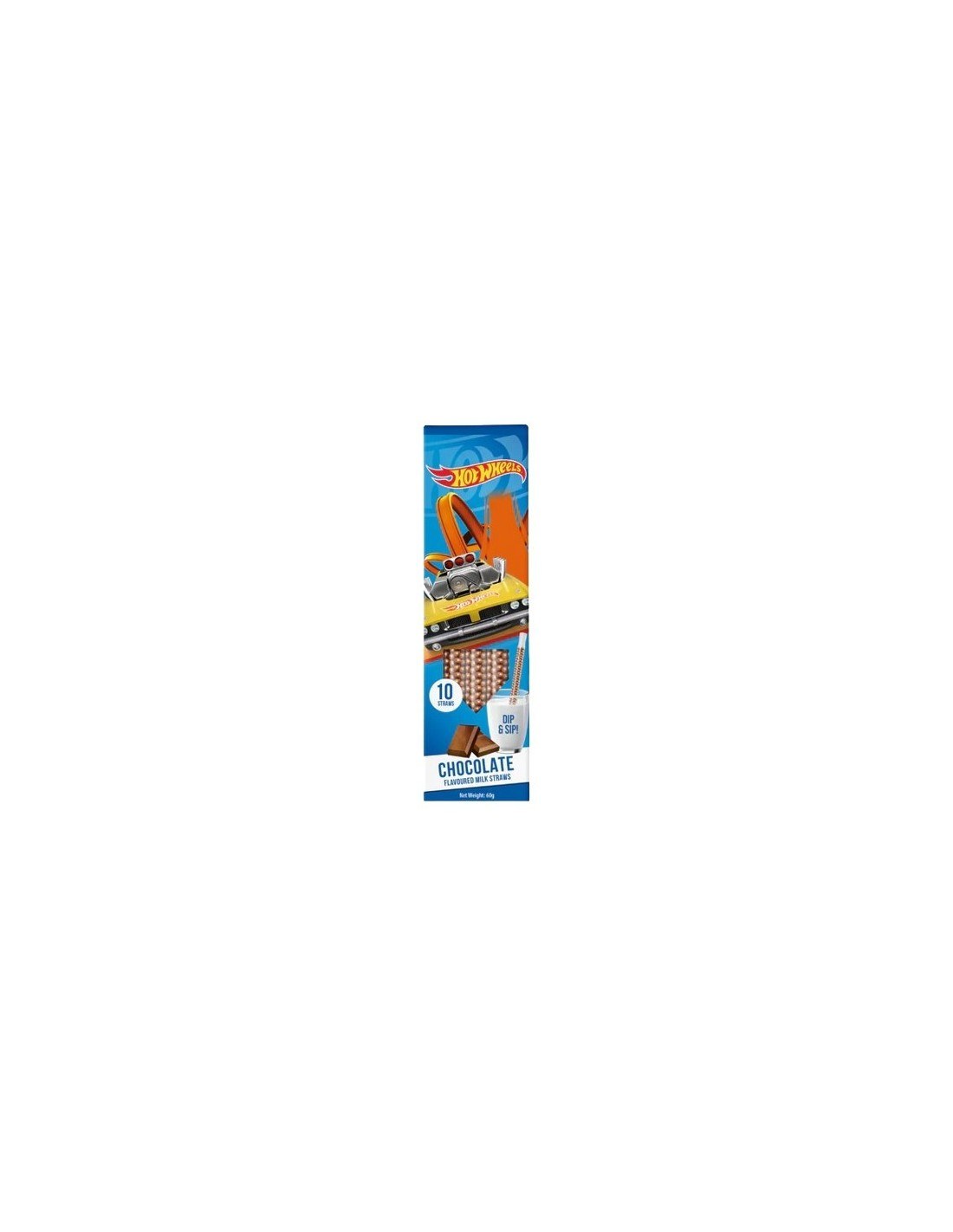 Hot Wheels Dip & Sip Milk Straws Chocolate 10Pk 60g