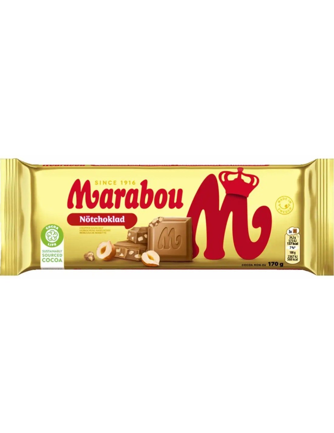 Marabou Milk Chocolate Bar with Nuts 170g