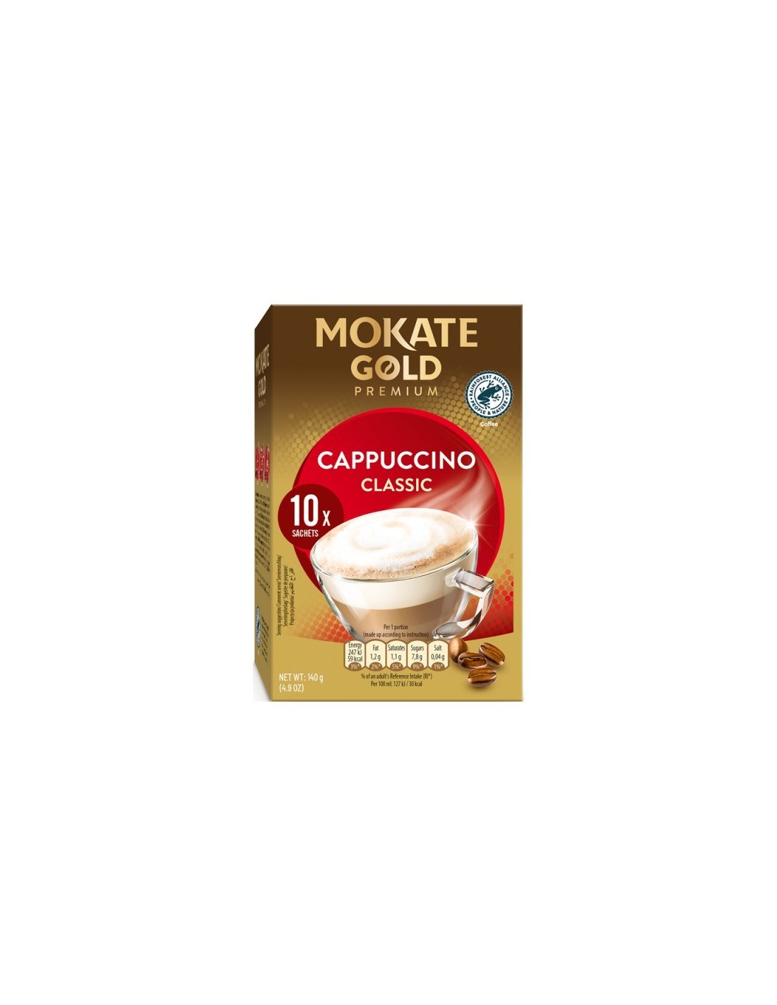 Mokate Gold Premium Cappuccino Flavour Instant Coffee Drink 10x14g