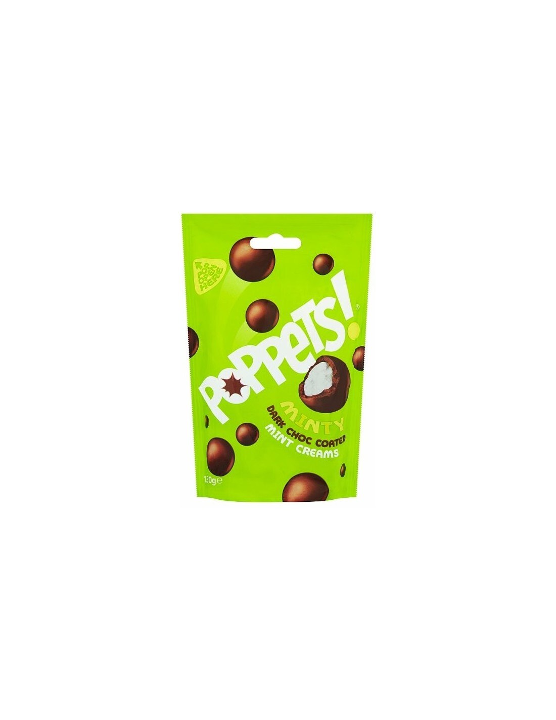 Poppets Minty Dark Chocolate Coated Mint Creams 130g