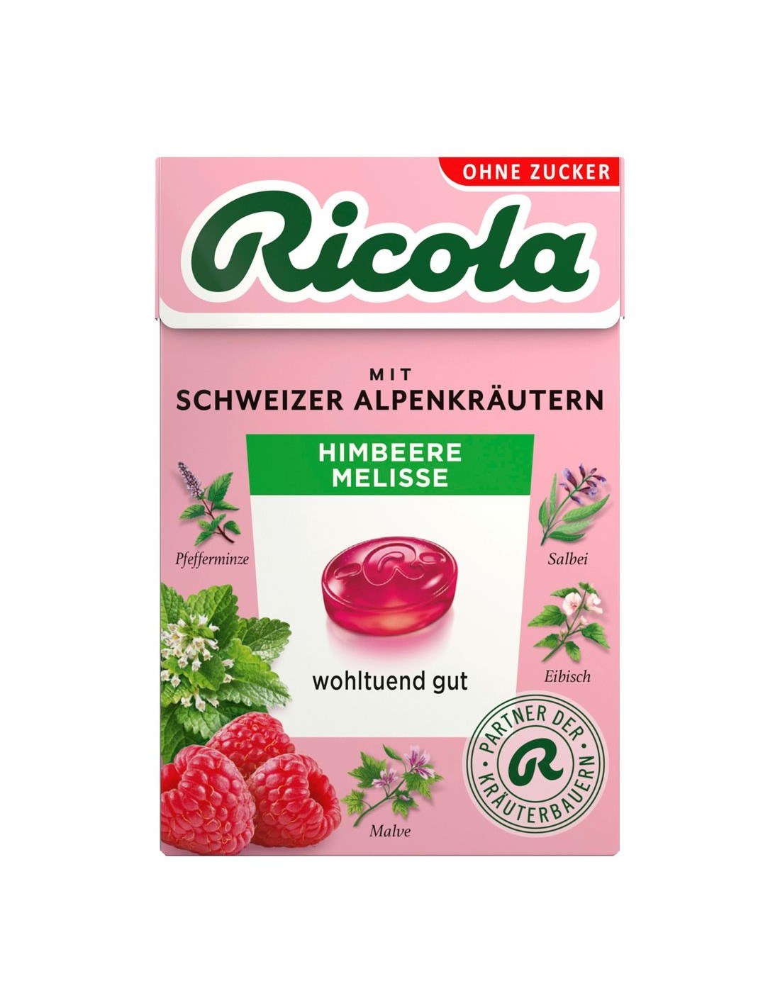 Ricola Raspberry Lemon Balm Sugar Free 50g