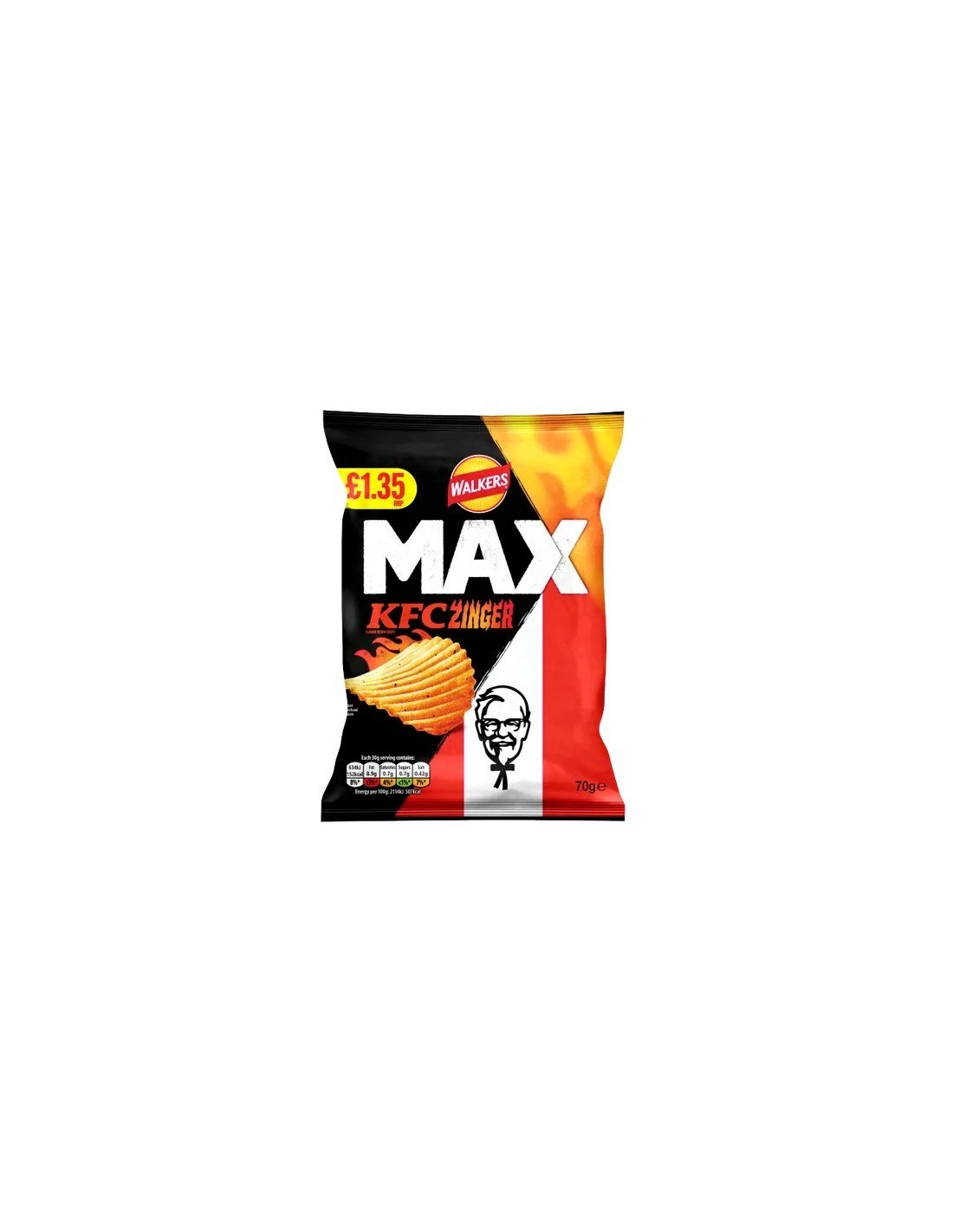 Walkers MAX KFC Zinger Chicken Crisps PMP £1.35 70g