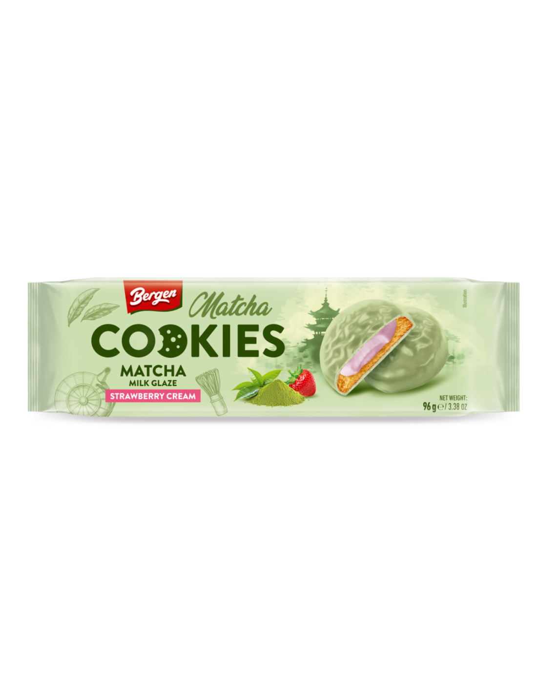 Bergen Matcha Cookies with Strawberry Cream 96g