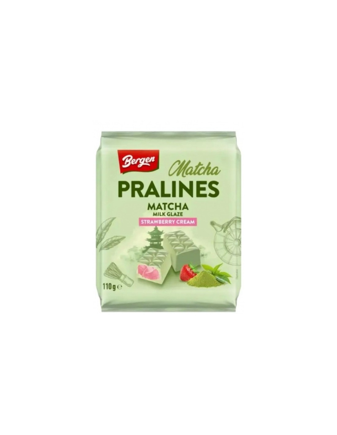 Bergen Matcha Pralines with Strawberry Cream 110g