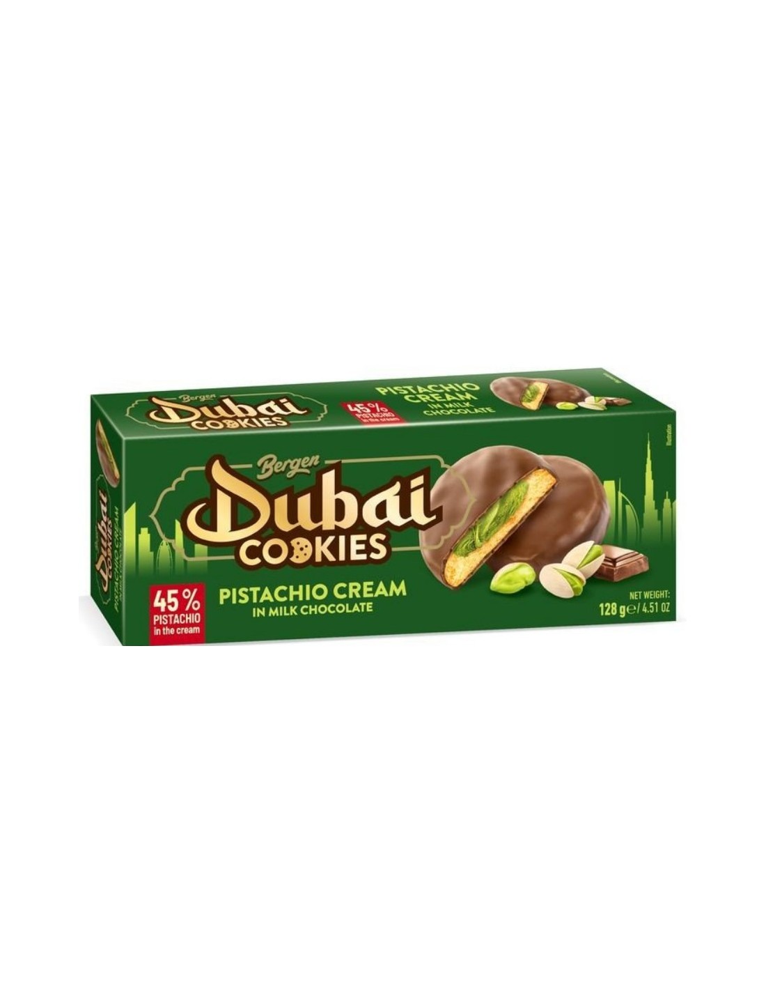 Bergen Dubai Style Cookies 45% Pistachio Cream 128g