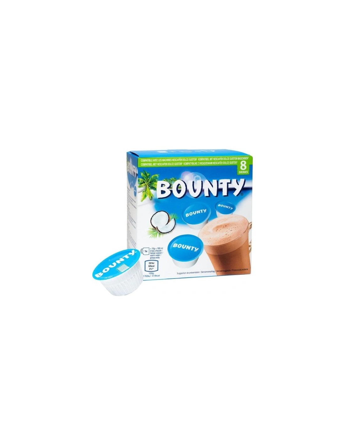 Bounty Hot Chocolate Pods 8Pk 120g