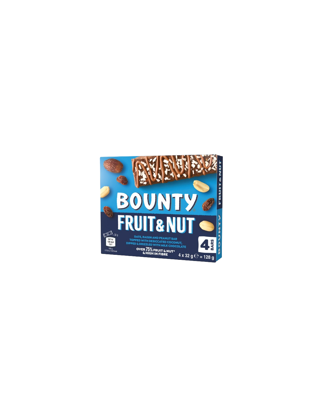 Bounty Triple Treat Fruit & Nut Chocolate Bar Snack 4PK 128g