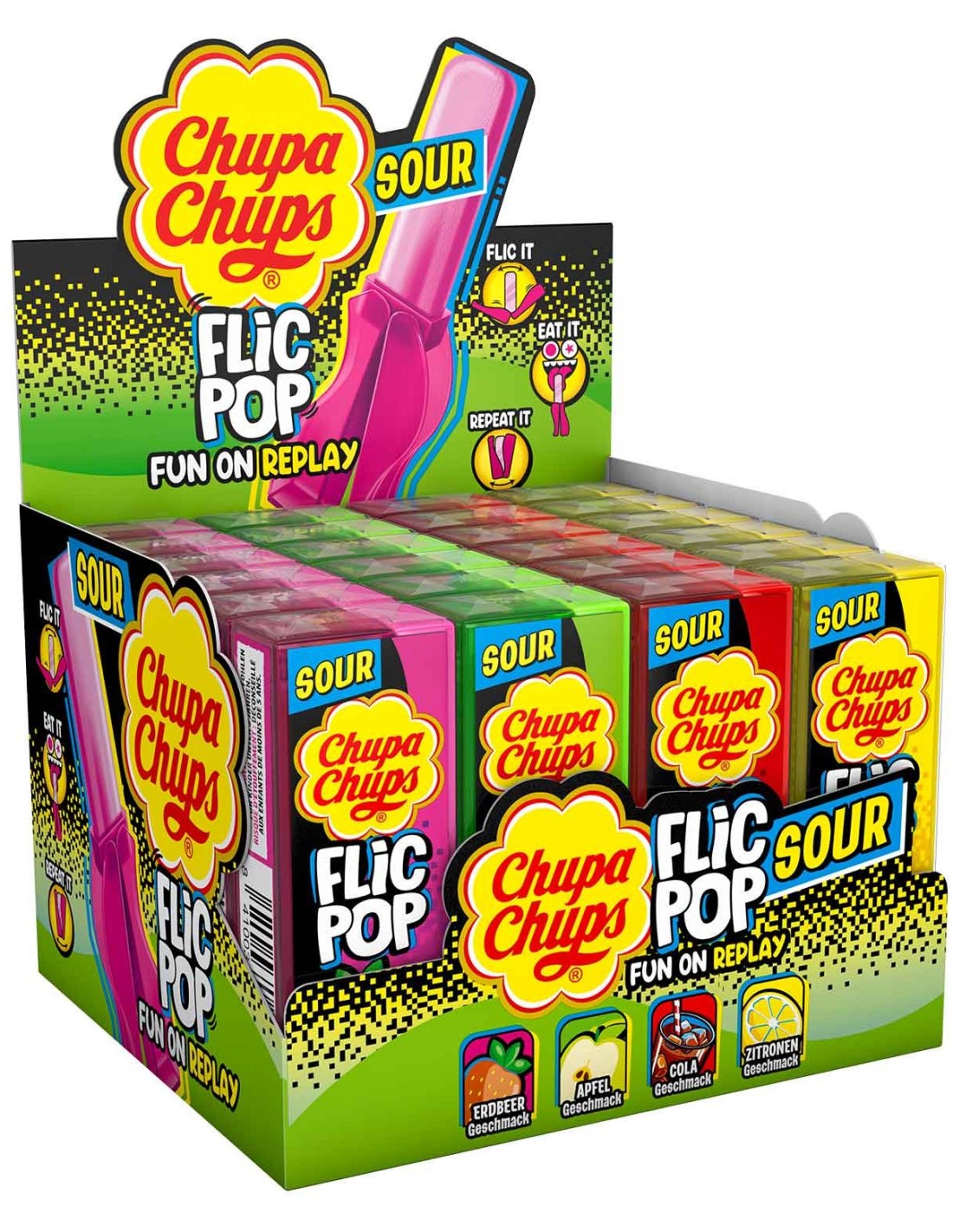 Chupa Chups Flic Pop Sour 24PK 336g