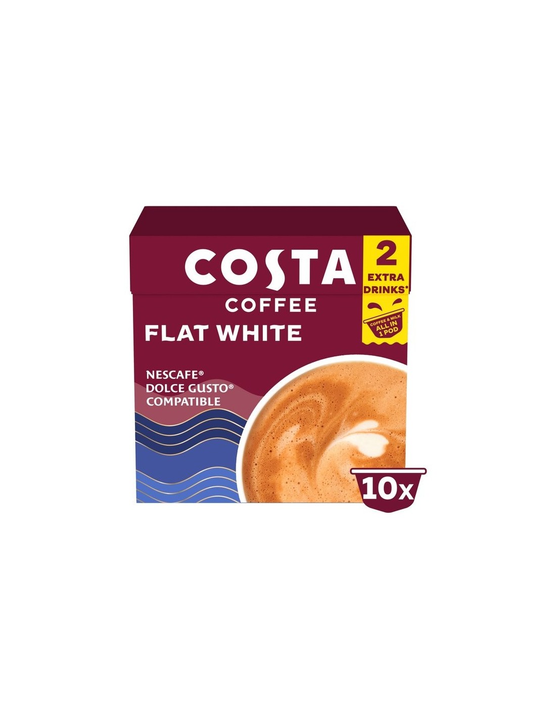 Costa Coffee Dolce Gusto Compatible Flat White Pods 10x14g