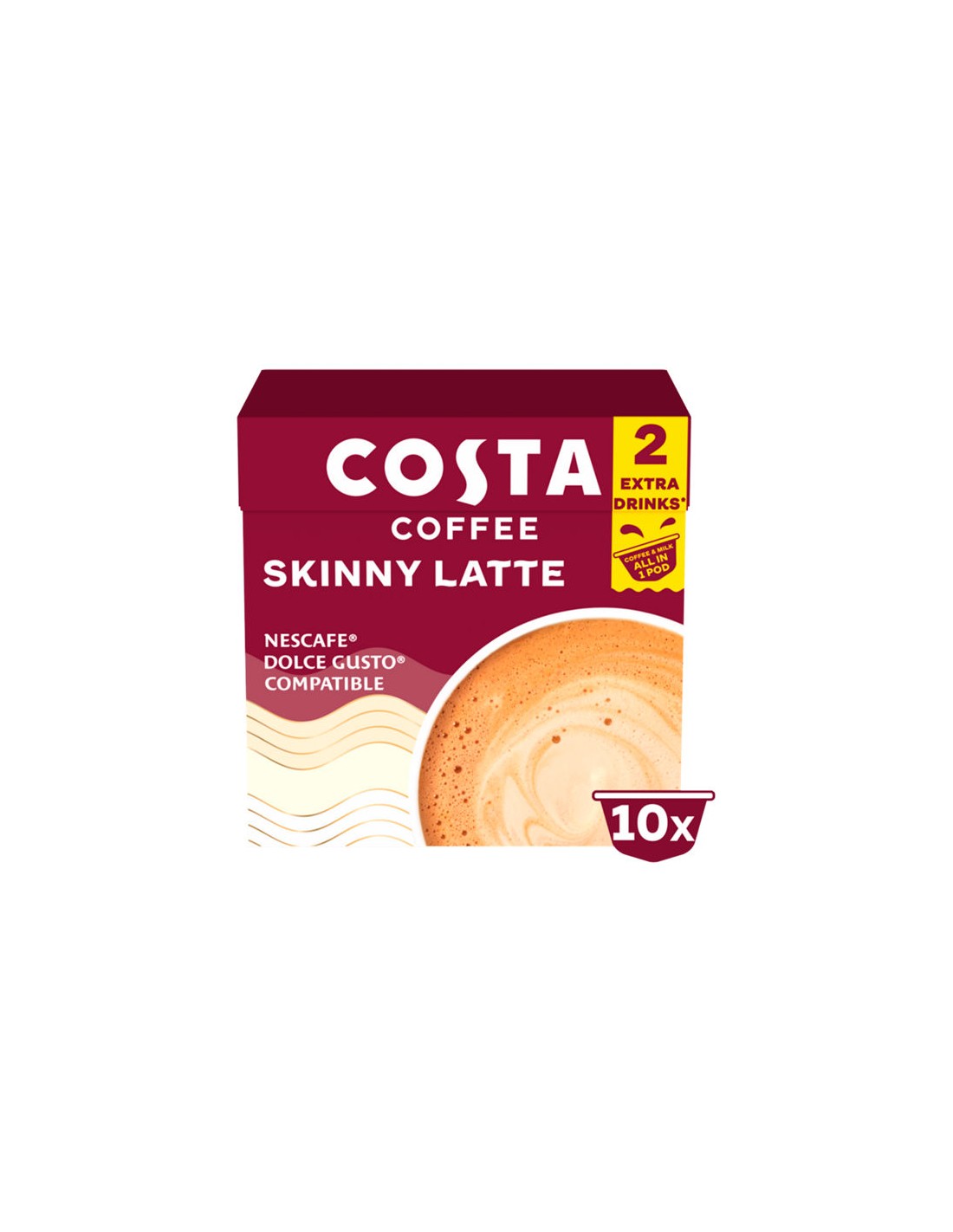 Costa Coffee Dolce Gusto Compatible Skinny Latte Pods 14Pk 140g