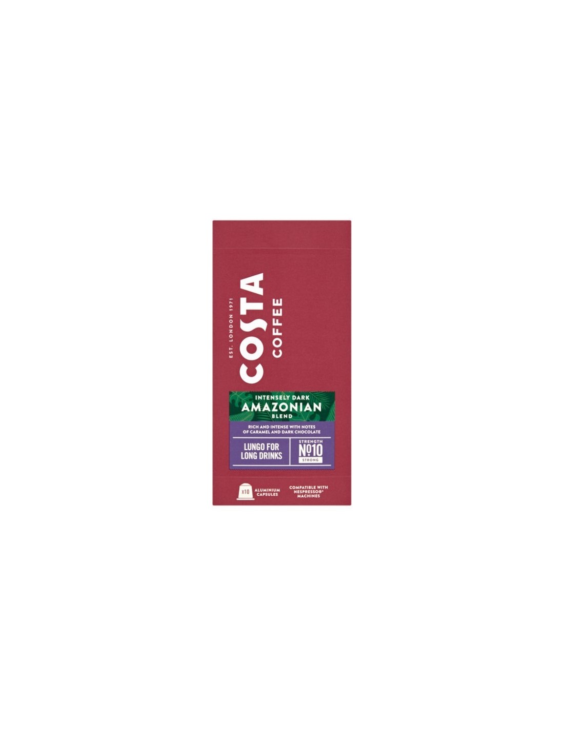 Costa Coffee Nespresso Intensely Dark Amazonian Blend Lungo For Long Drinks 10x5.7g