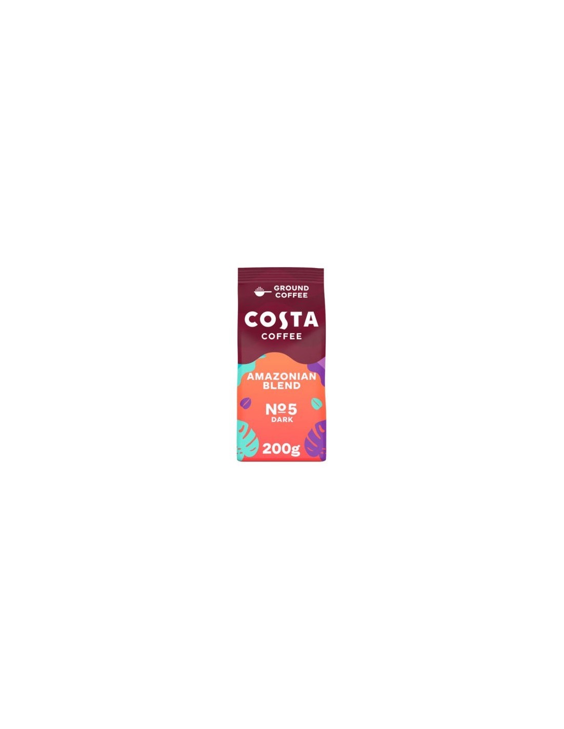 Costa Coffee Amazonian Blend Roast & Ground for Cafetiere & Filter Coffee 200g