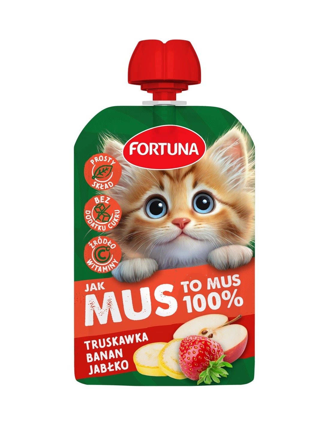 Fortuna JAK MUS TO MUS 100% Strawberry - Banana - Apple 100g