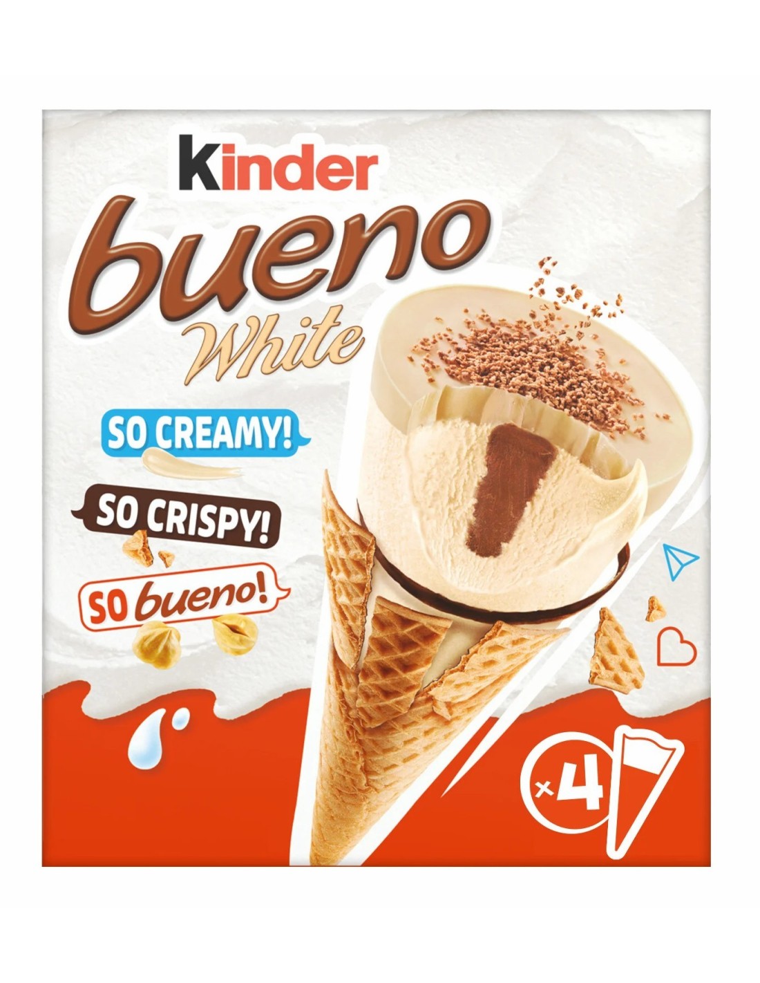 Kinder Bueno Cone White Ice Cream 4Pk 360ml
