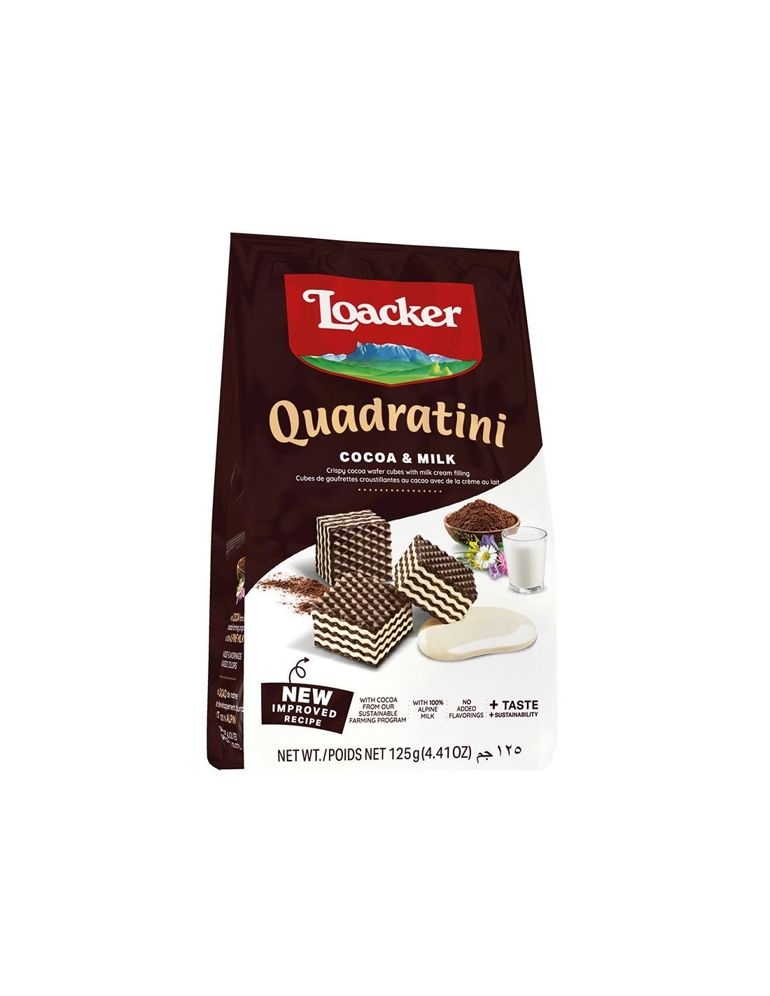 Loacker Quadratini Wafers Cocoa & Milk 125g