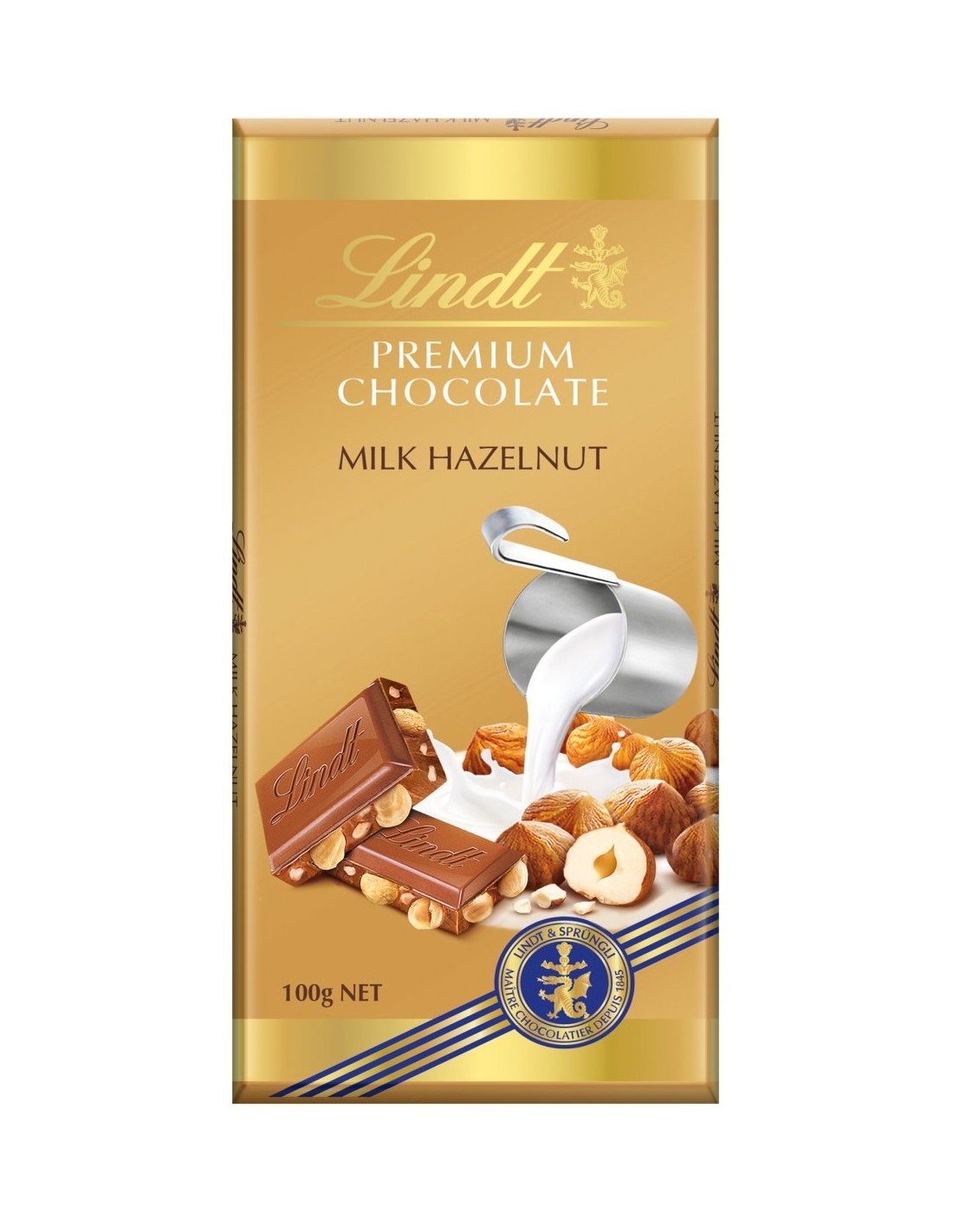 Lindt Gold Tablet Milk Hazelnut 100g