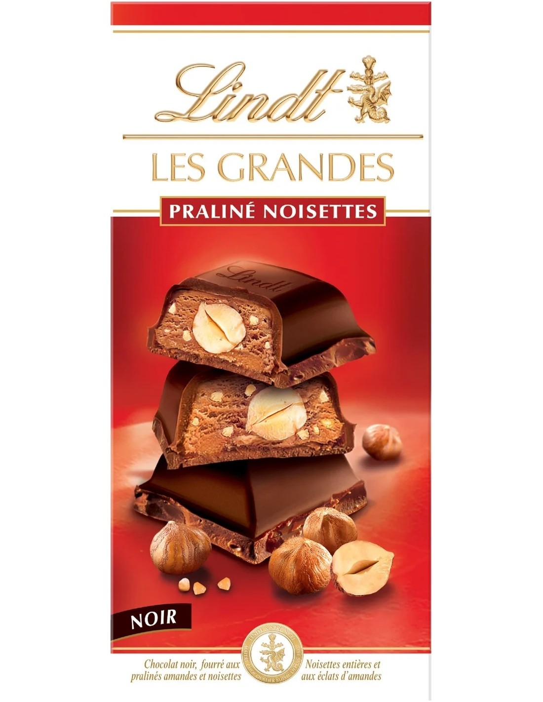 Lindt Les Grandes Dark Chocolate Hazelnut Praline 225g