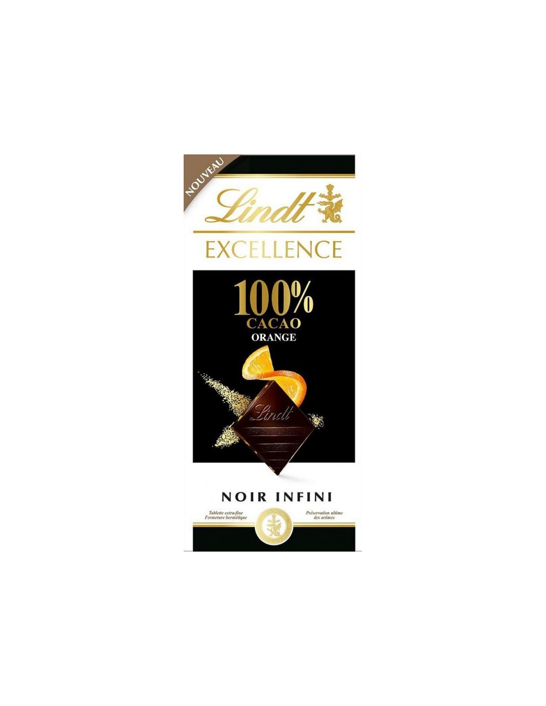 Lindt Excellence 100% Dark Cocoa Orange 50g