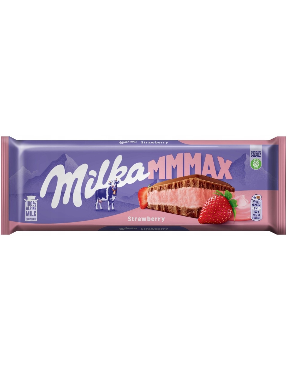 Milka Milk Chocolate with Strawberry Cream 300g