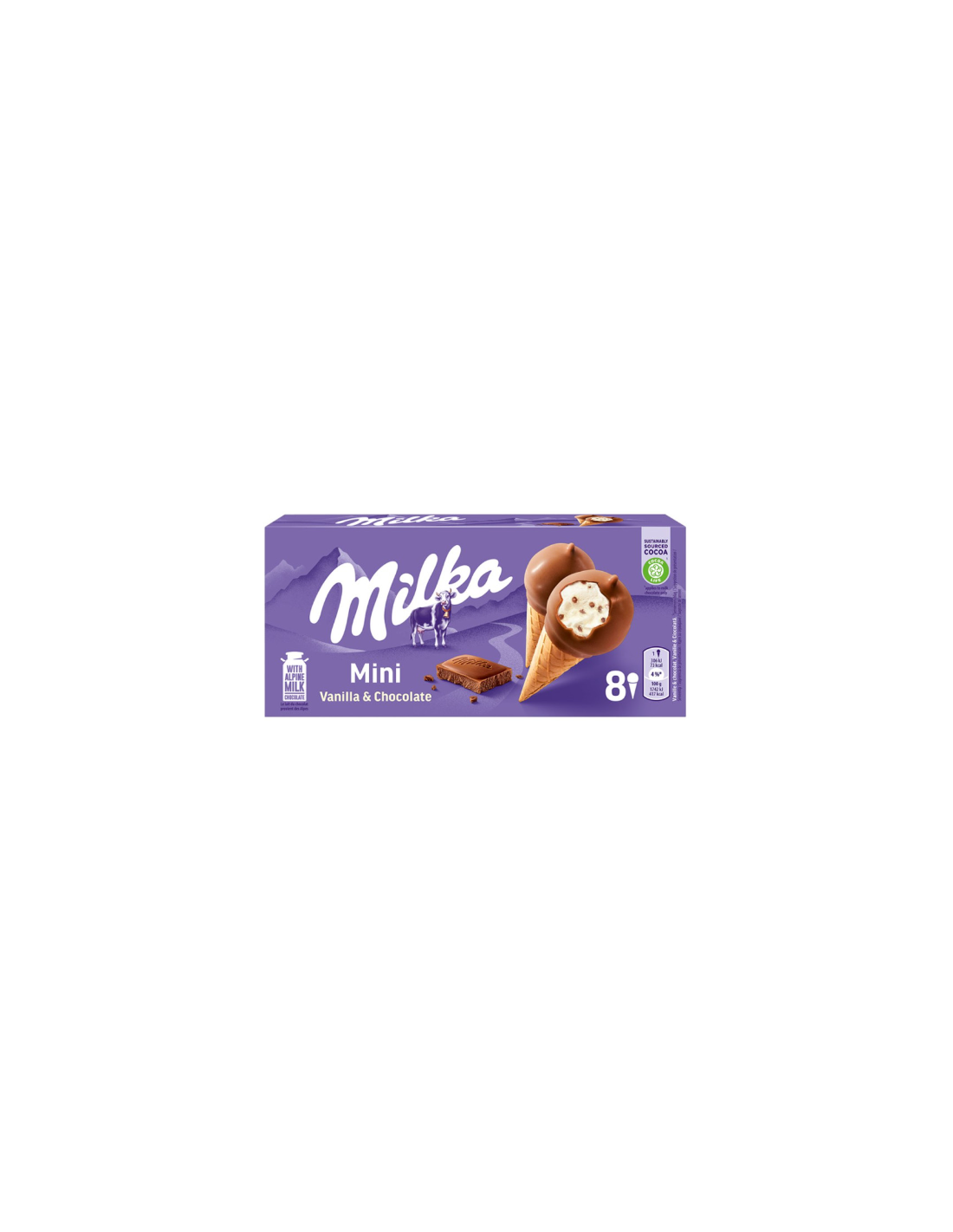 Milka Mini Cones Ice Cream 8Pk 200ml