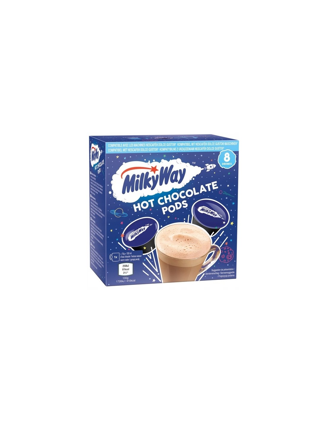 Milky Way Hot Chocolate Pods 8Pk 120g