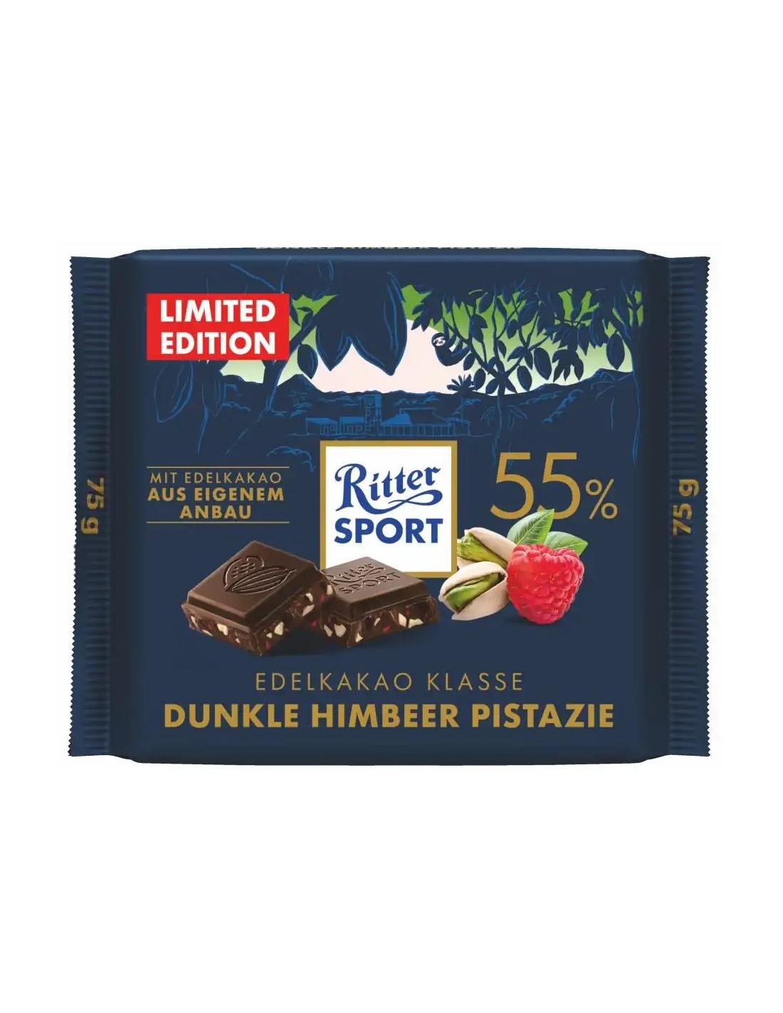 Ritter Sport Fine Cocoa Dark Raspberry Pistachio 55% 75g